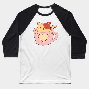 Cute Cat in a Cup Baseball T-Shirt